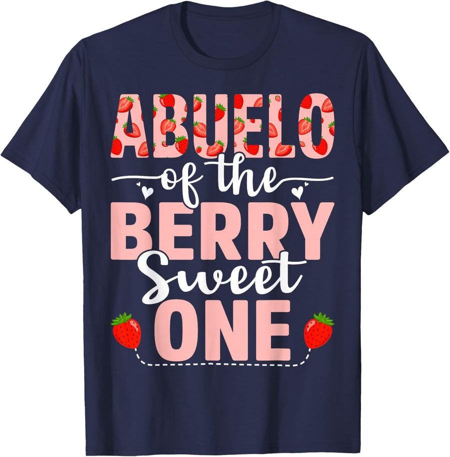 Abuelo Of The Berry Sweet One Birthday Strawberry Abuelo T-Shirt - Navy Blue