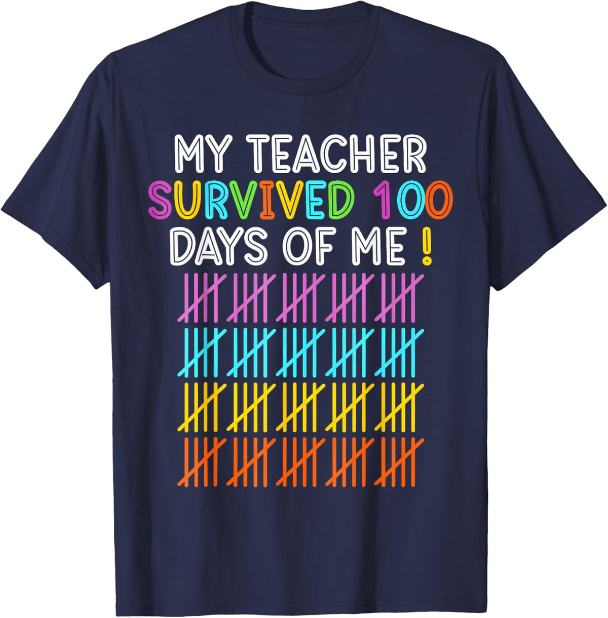 100 Days of School Happy 100th Day of School Teacher Student T-Shirt - Navy Blue