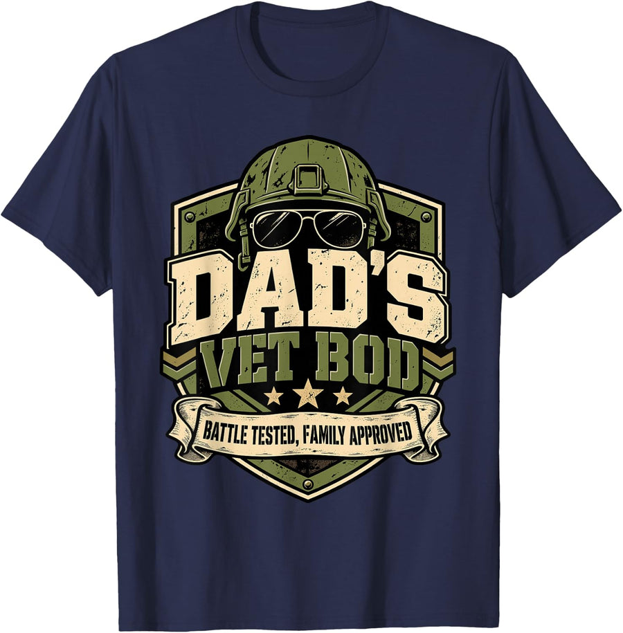Dad's Vet BOD Family Approved Father's Day Men Daddy Papi T-Shirt - Navy Blue