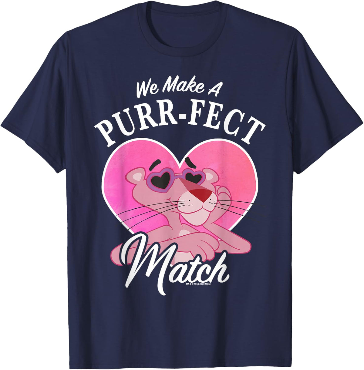 The Pink Panther Valentine's Day We Make A Purr-fect Match T-Shirt - Navy Blue