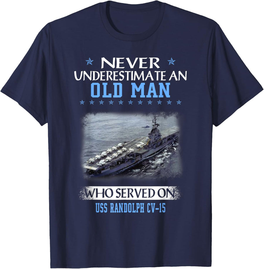 USS Randolph CV-15 Veterans Day Father Day T-Shirt - Navy Blue