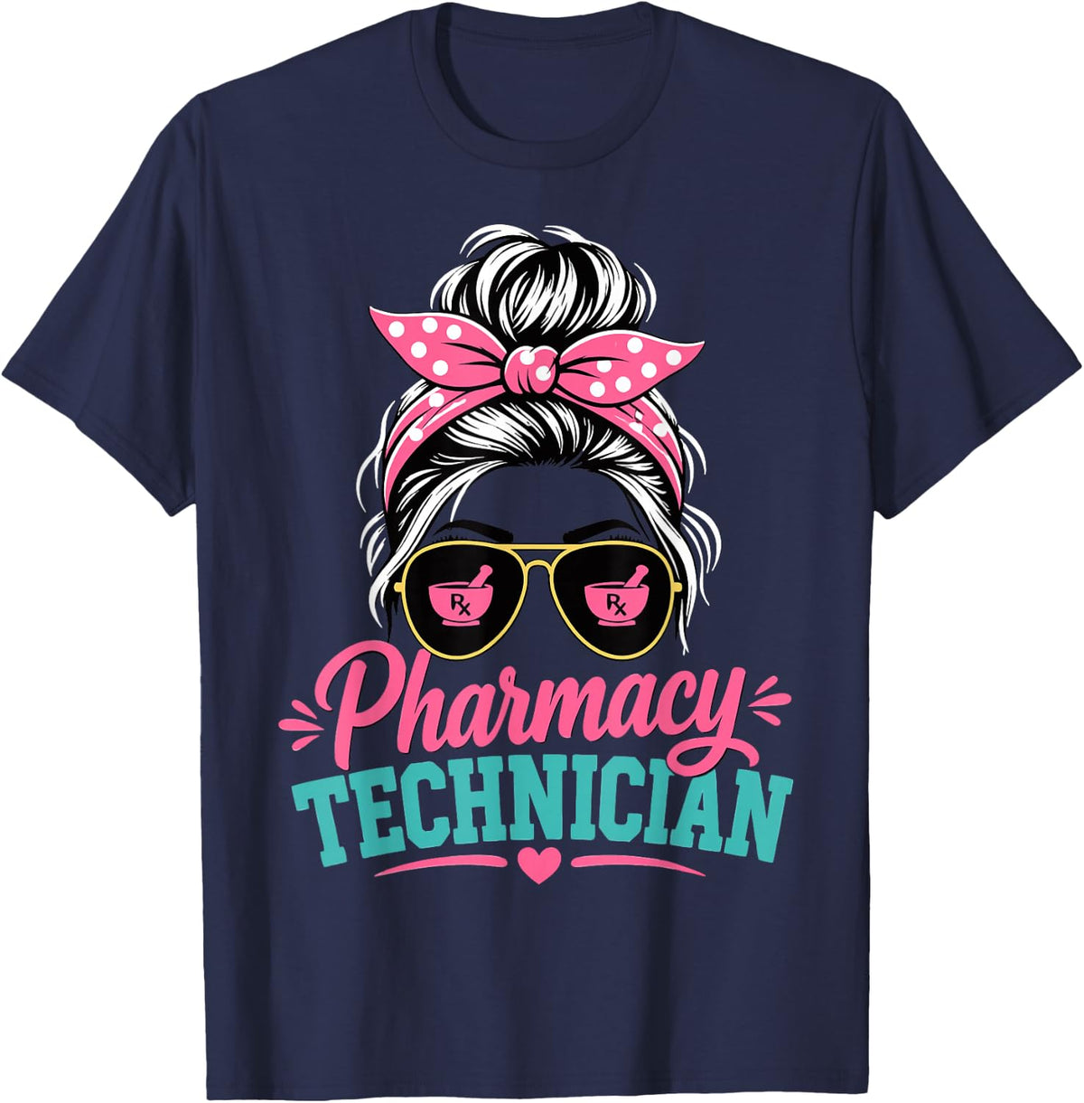 Pharmacy Technician Women Rx Tech Pharmacy T-Shirt - Navy Blue