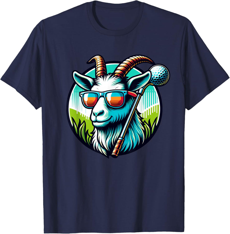 Goat Golf Golfer Golfing Goats Owner Unisex-Adults Unisex-Kids T-Shirt Black Small V-Neck Short Sleeve Classic Fit Goat and