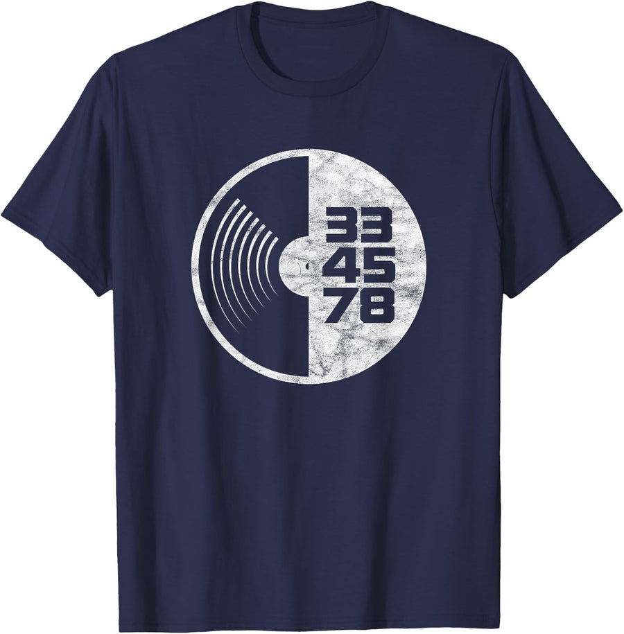 Turntable 33 45 78 RPM T-Shirt Records Vinyl Collector T-Shirt T-Shirt - Navy Blue