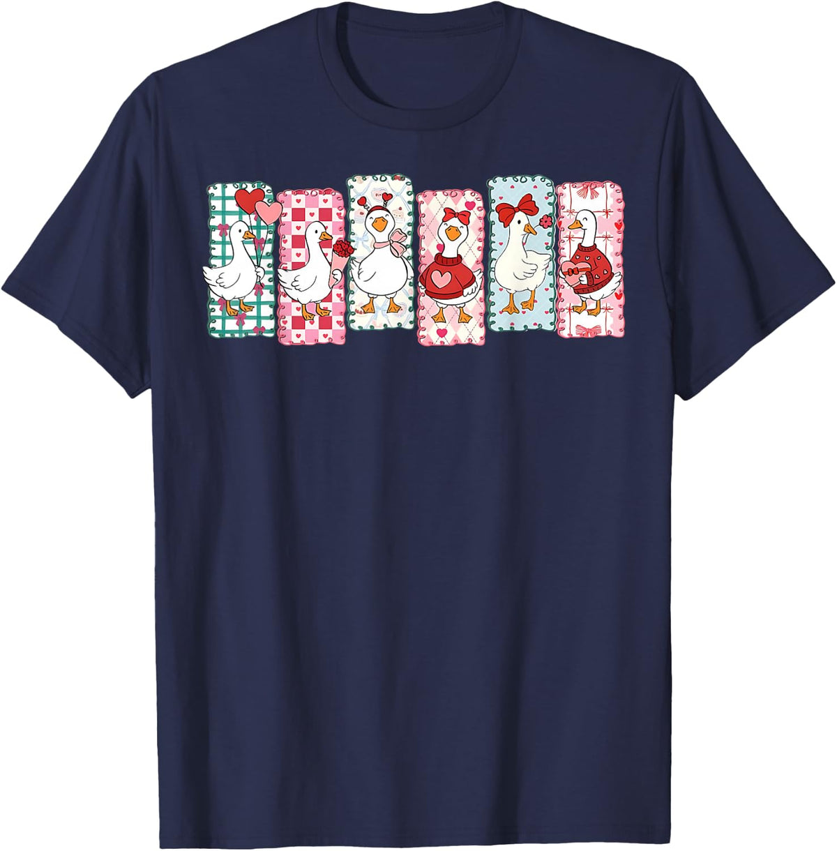 Just A Lovely Goose Cute Goose Valentine's Day T-Shirt - Navy Blue