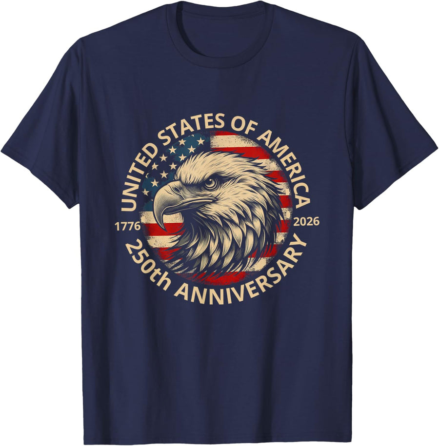 250 Years America Anniversary 250th Independence Day Freedom T-Shirt - Navy Blue