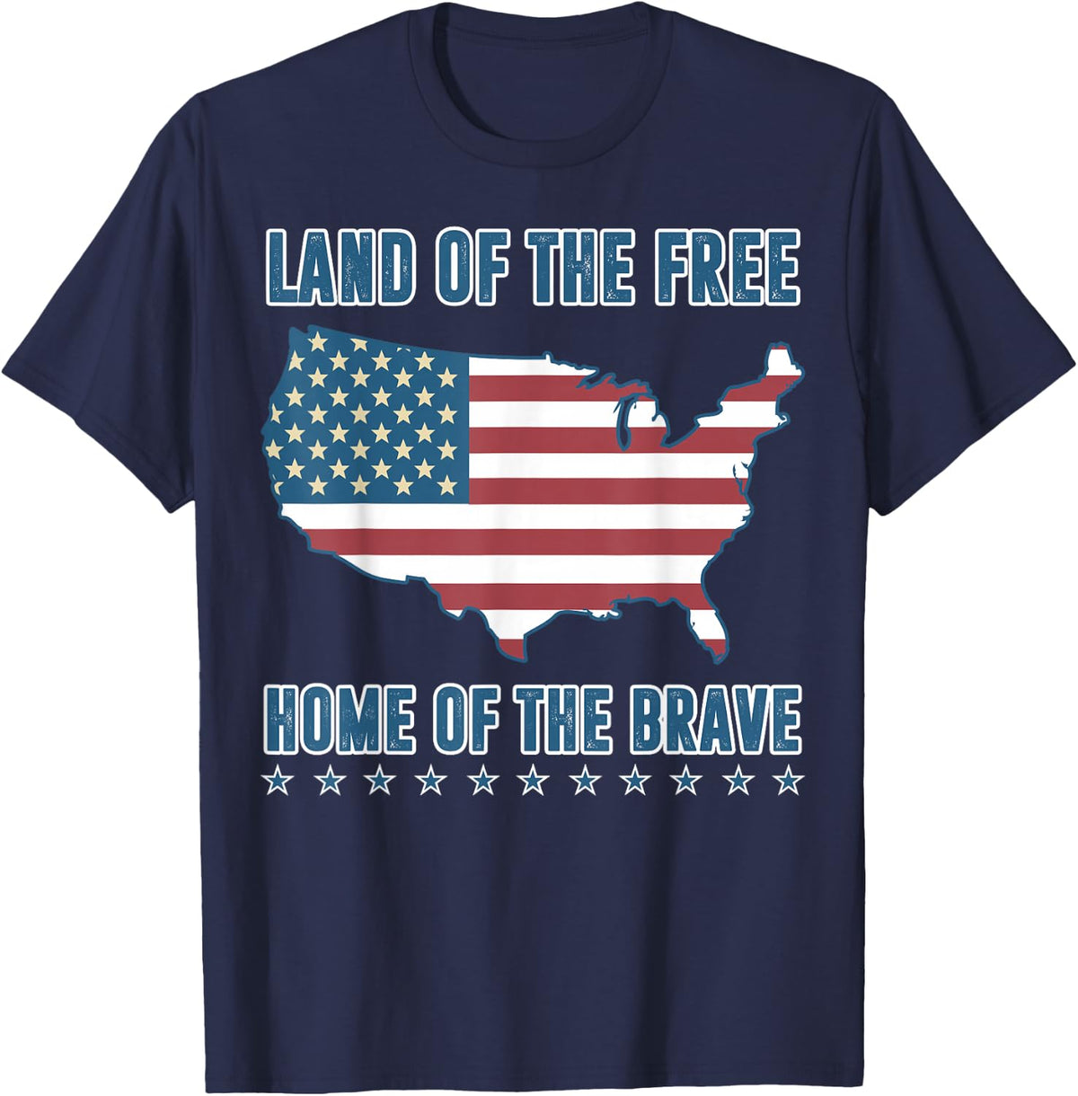 Land of the Free Home of the Brave T-Shirt Patriotic Shirt T-Shirt - Navy Blue