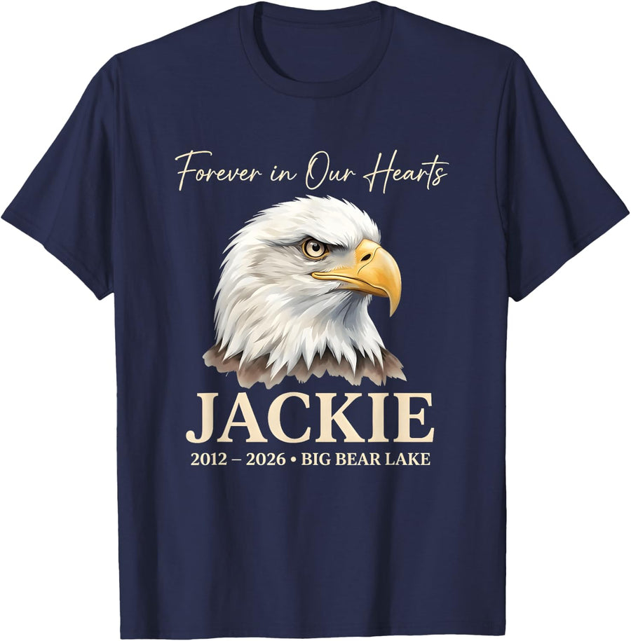 Forever in Our Hearts Jackie Bald Eagle Memorial 2012-2026 T-Shirt - Navy Blue