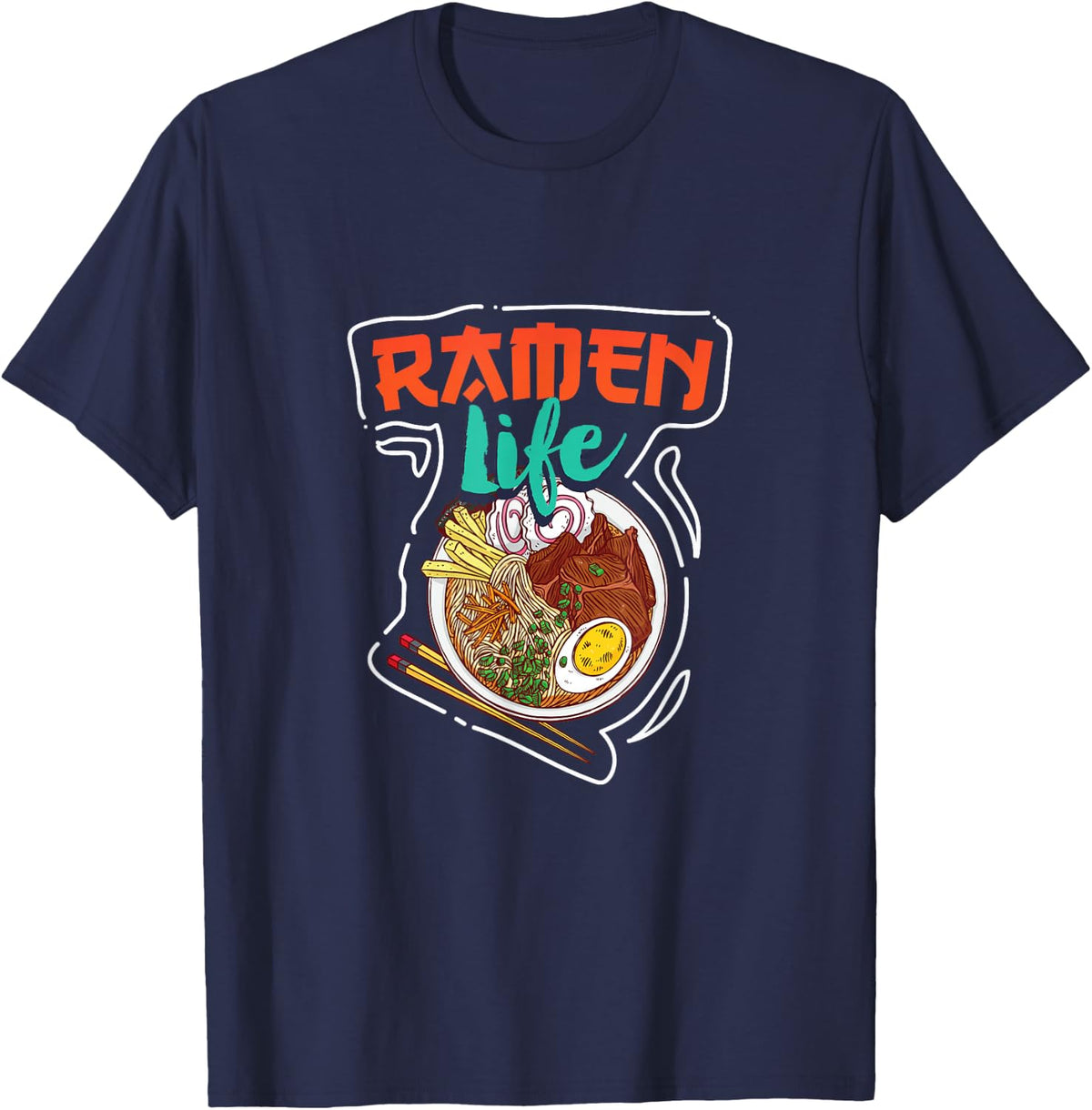 Ramen Lif Funny Anime Egg Gift Fun T-Shirt - Navy Blue