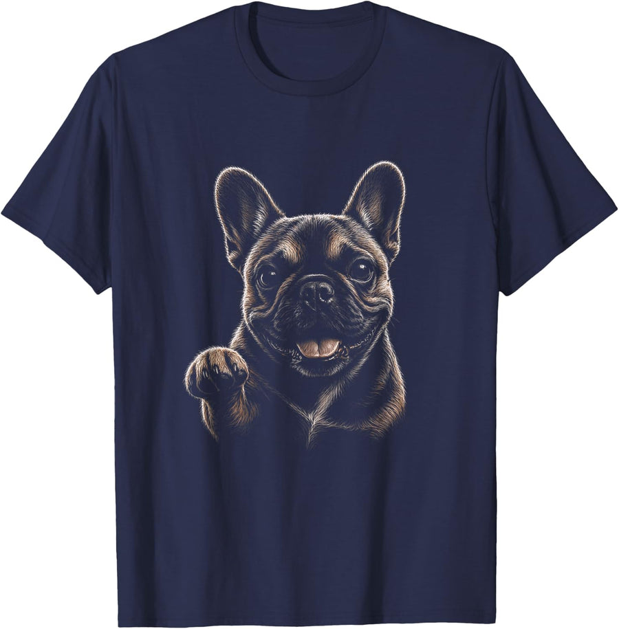 French Bulldog Graphic Artwork Design T-Shirt - Navy Blue