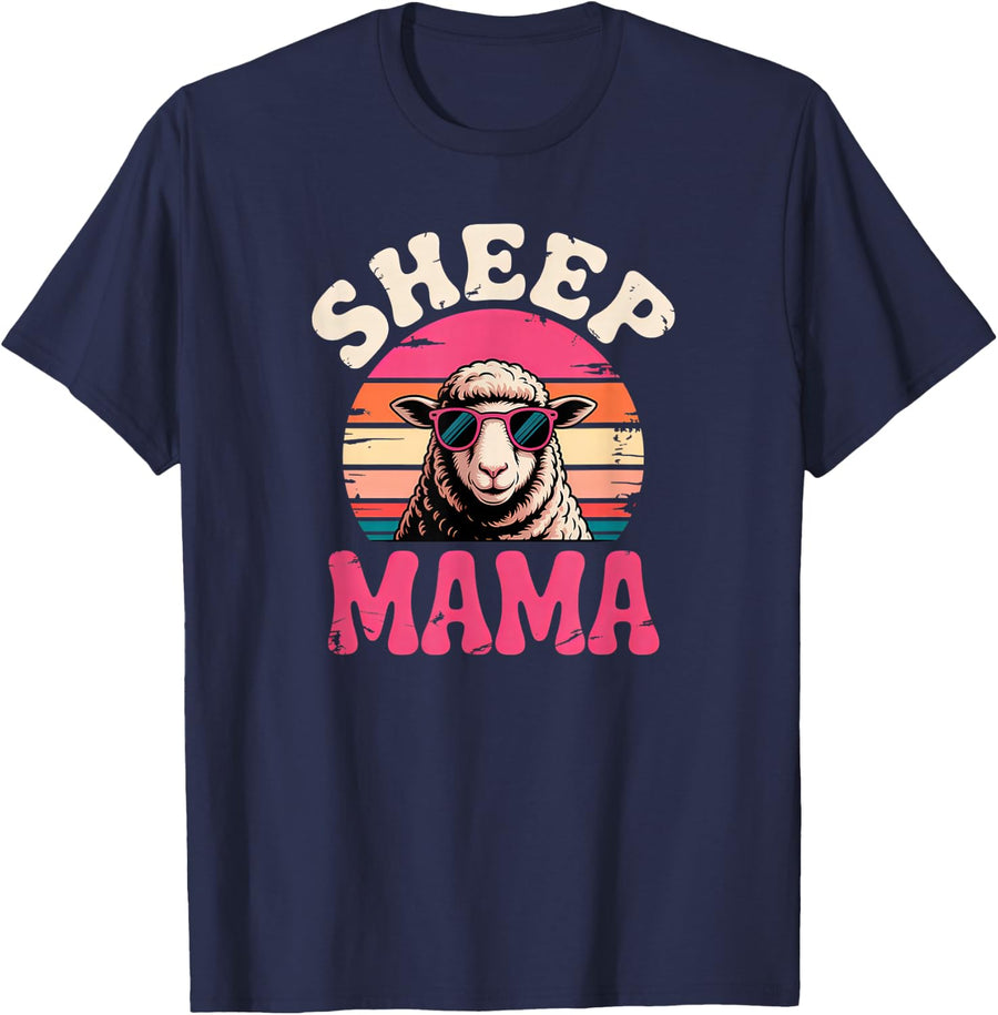 Sheep Mama T-Shirt - Navy Blue