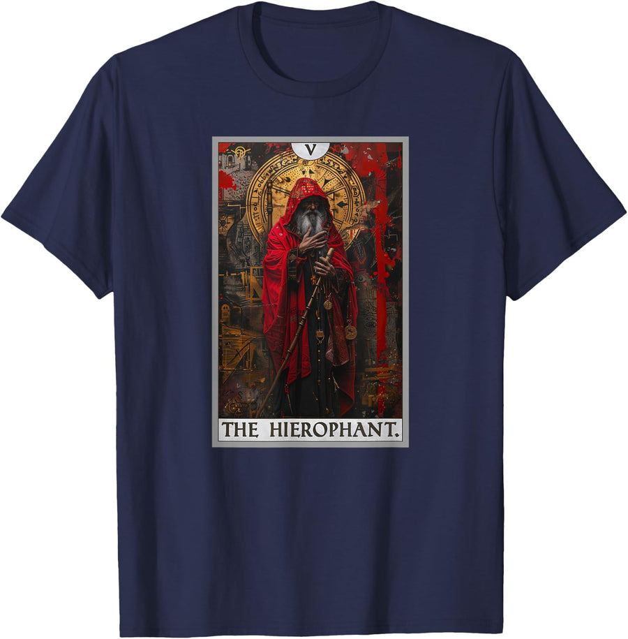 Tarot Cards Tarot Card 5 The Hierophant T-Shirt - Navy Blue