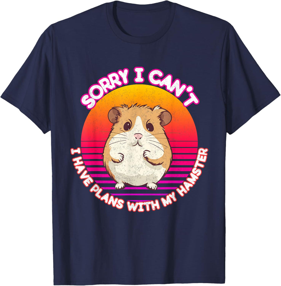 Sorry I Can't I Have Plans With My Hamster T-Shirt - Navy Blue