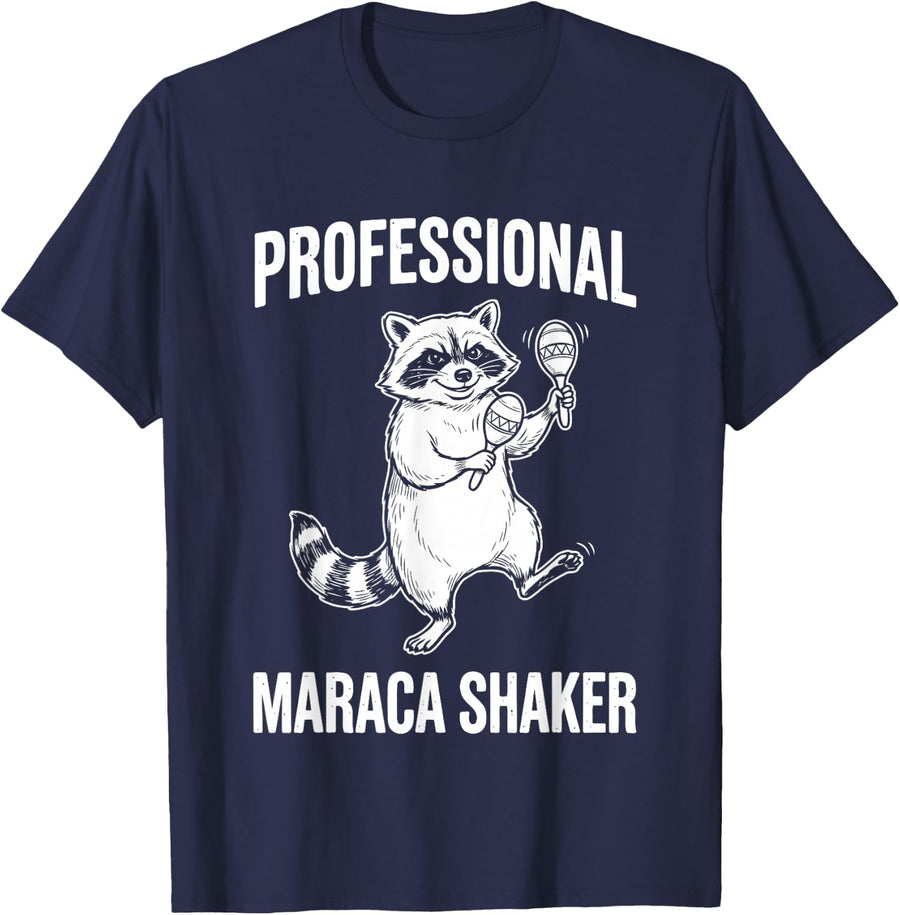 Professional Maraca Shaker Raccoon Trash Panda T-Shirt - Navy Blue