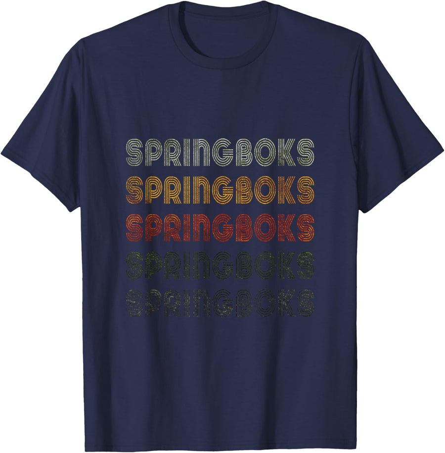 Love Heart Springboks Tee Grunge Vintage Black Springboks T-Shirt - Navy Blue