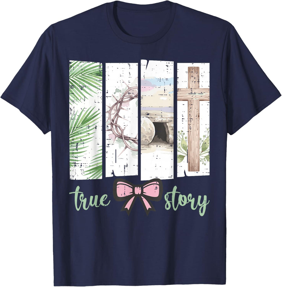 Easter Coquette Jesus Religious Christian Women Girls Kids T-Shirt - Navy Blue