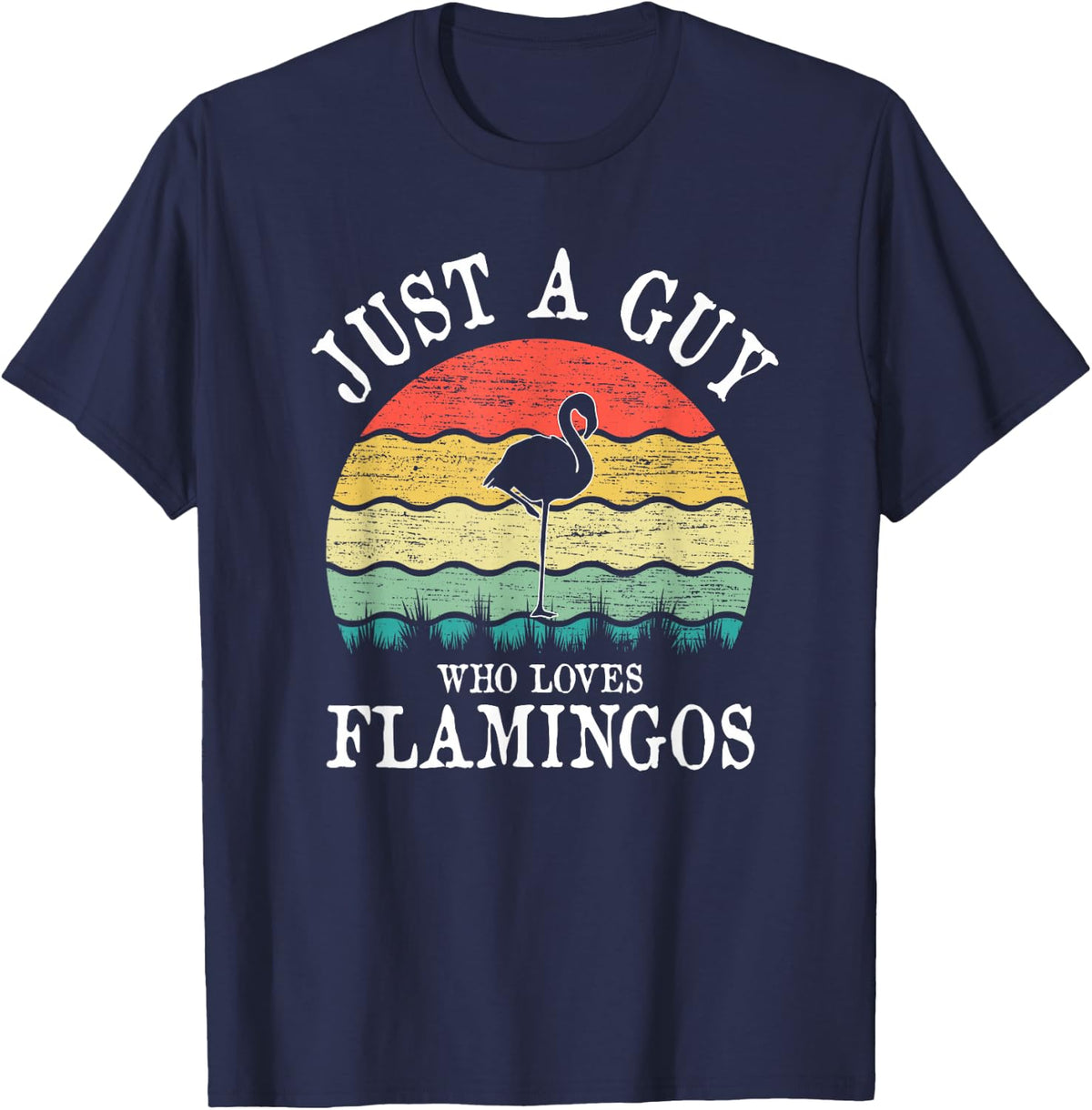 Just A Guy Who Loves Flamingos T-Shirt - Navy Blue