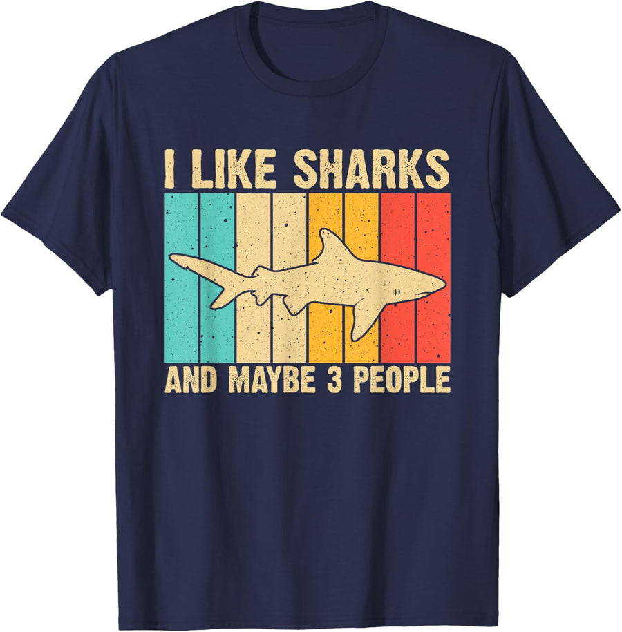 Funny Shark Design For Kids Men Women Animal Shark Stuff T-Shirt - Navy Blue