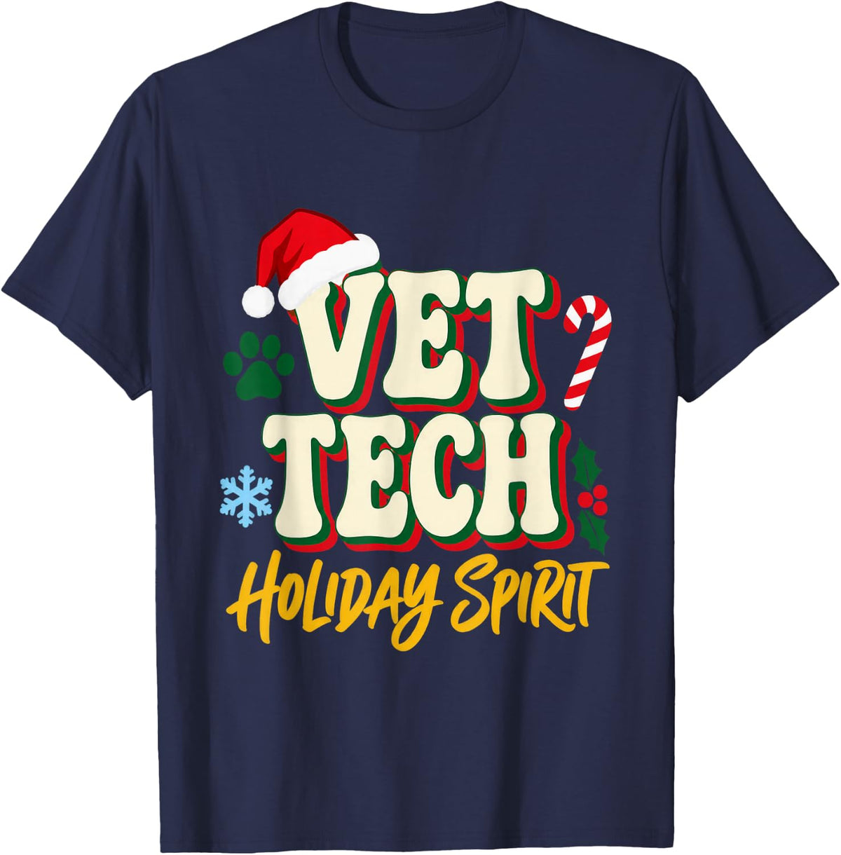 Christmas Vet Tech Christmas Team T-Shirt - Navy Blue