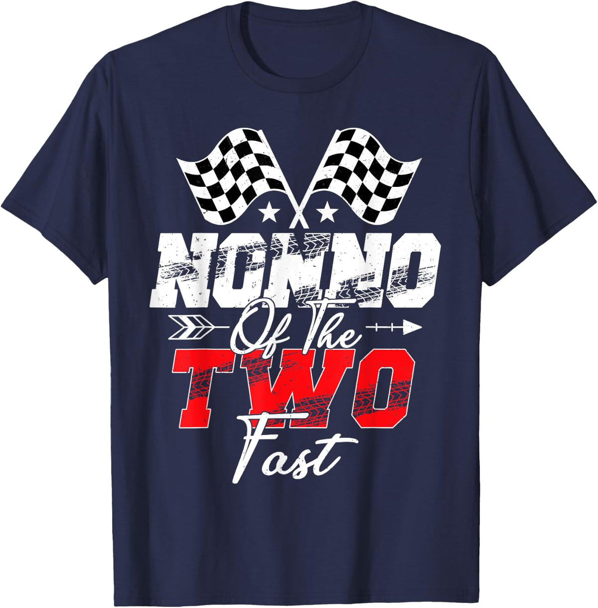 Nonno of The Two Fast Second Birthday Racing Car Family T-Shirt - Navy Blue