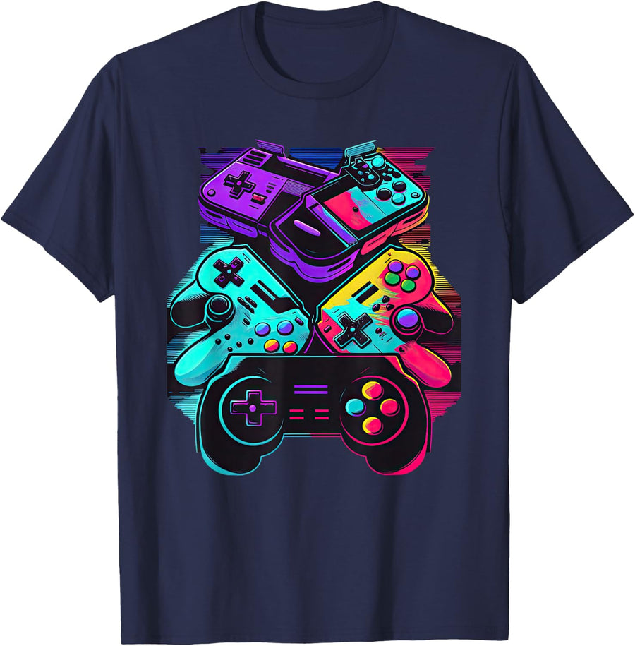 Control Gamer Video Game Controller T-Shirt - Navy Blue