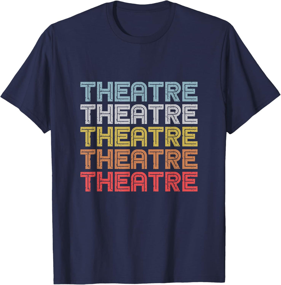 Retro Theatre Shirt Act Drama Teenagers Gift For Youth Kids T-Shirt - Navy Blue