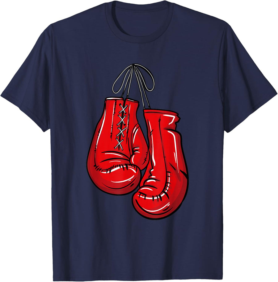 Love Boxing Gloves Illustration Gifts Boxer Gift T-Shirt Small - Navy Blue