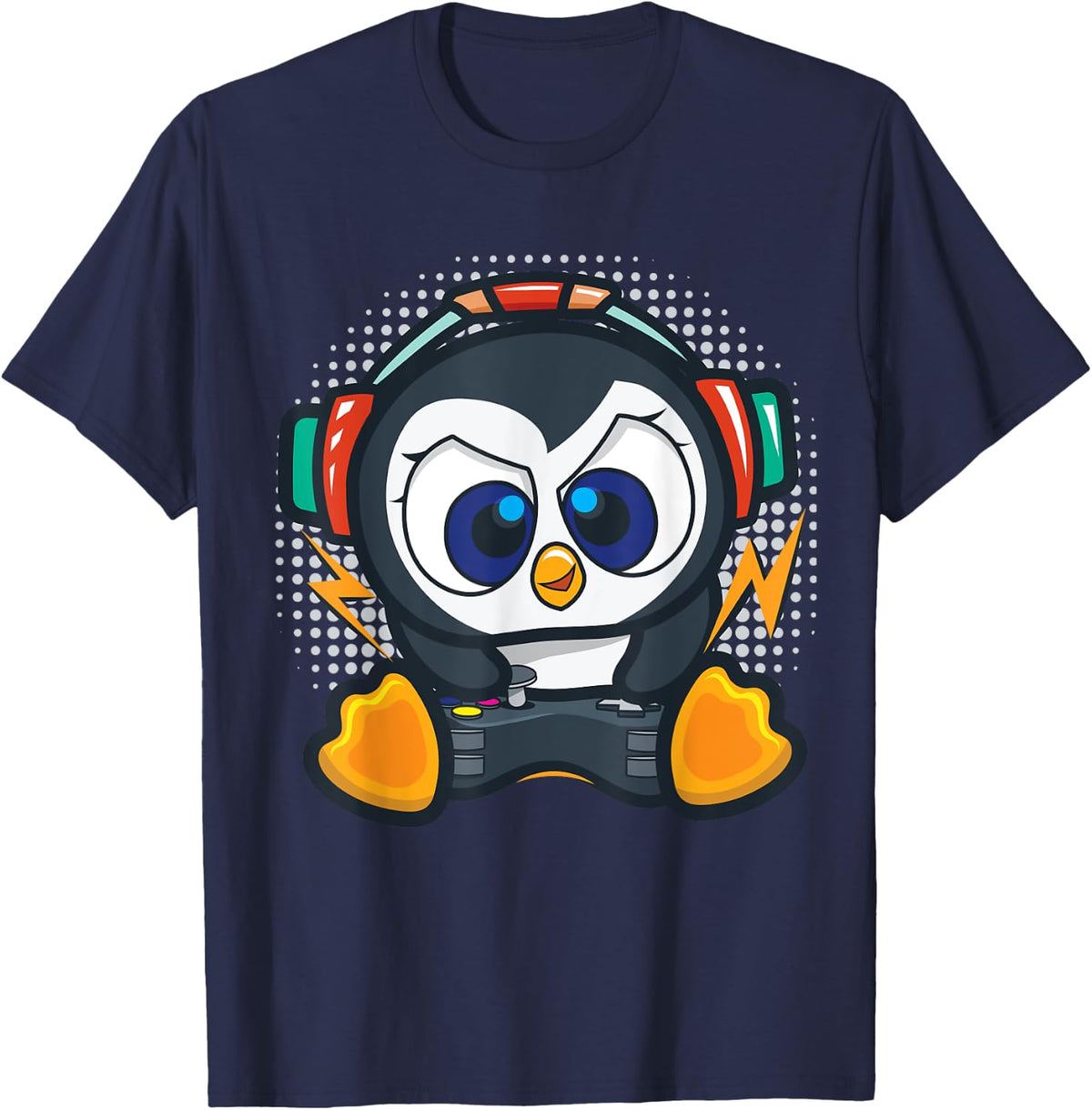 Penguin Gaming Shirt Boys Kids Gamer Gift Penguin Lover T-Shirt - Navy Blue