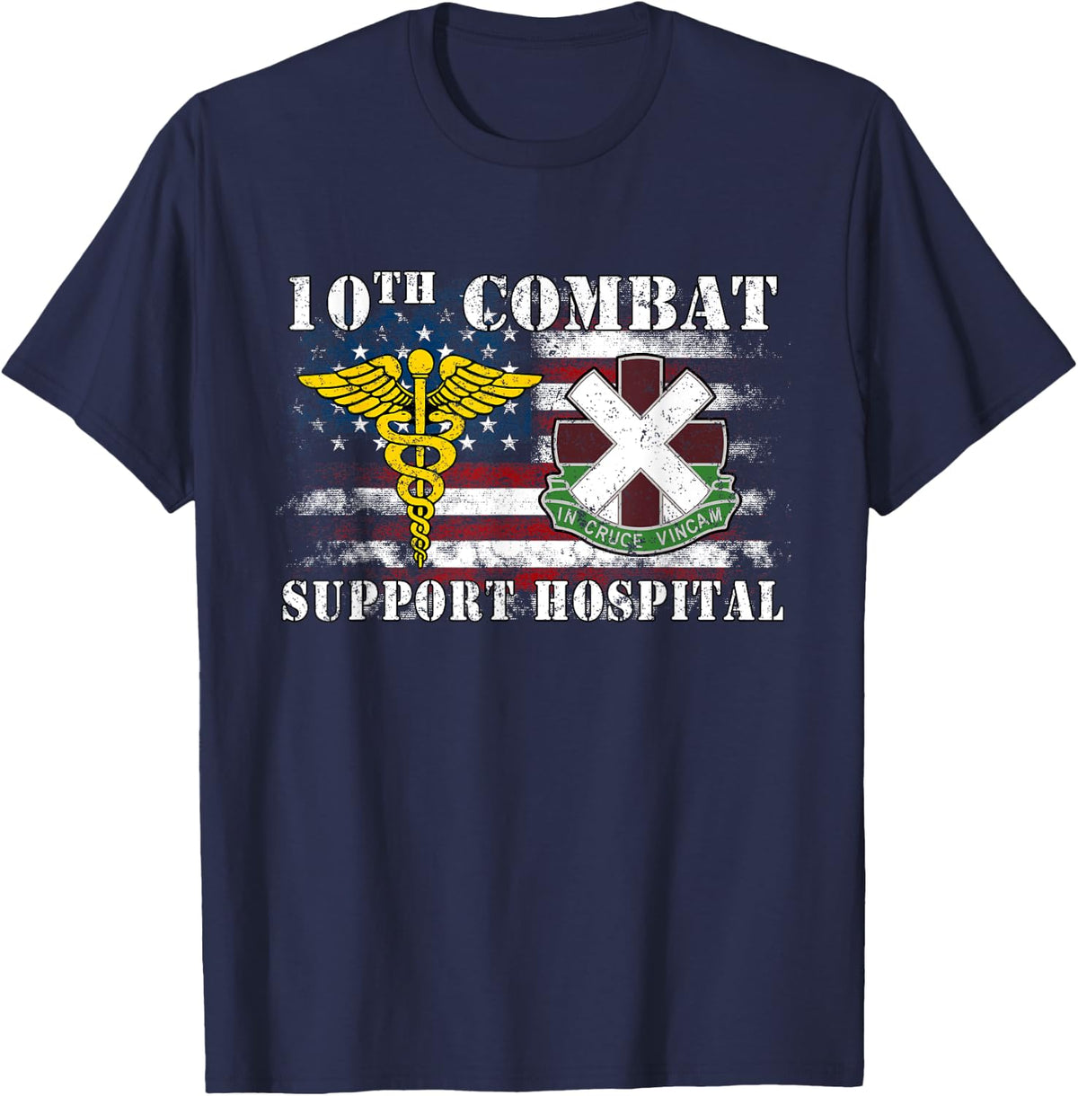 10th Combat Support Hospital Veterans Day Vintage Gifts T-Shirt - Navy Blue
