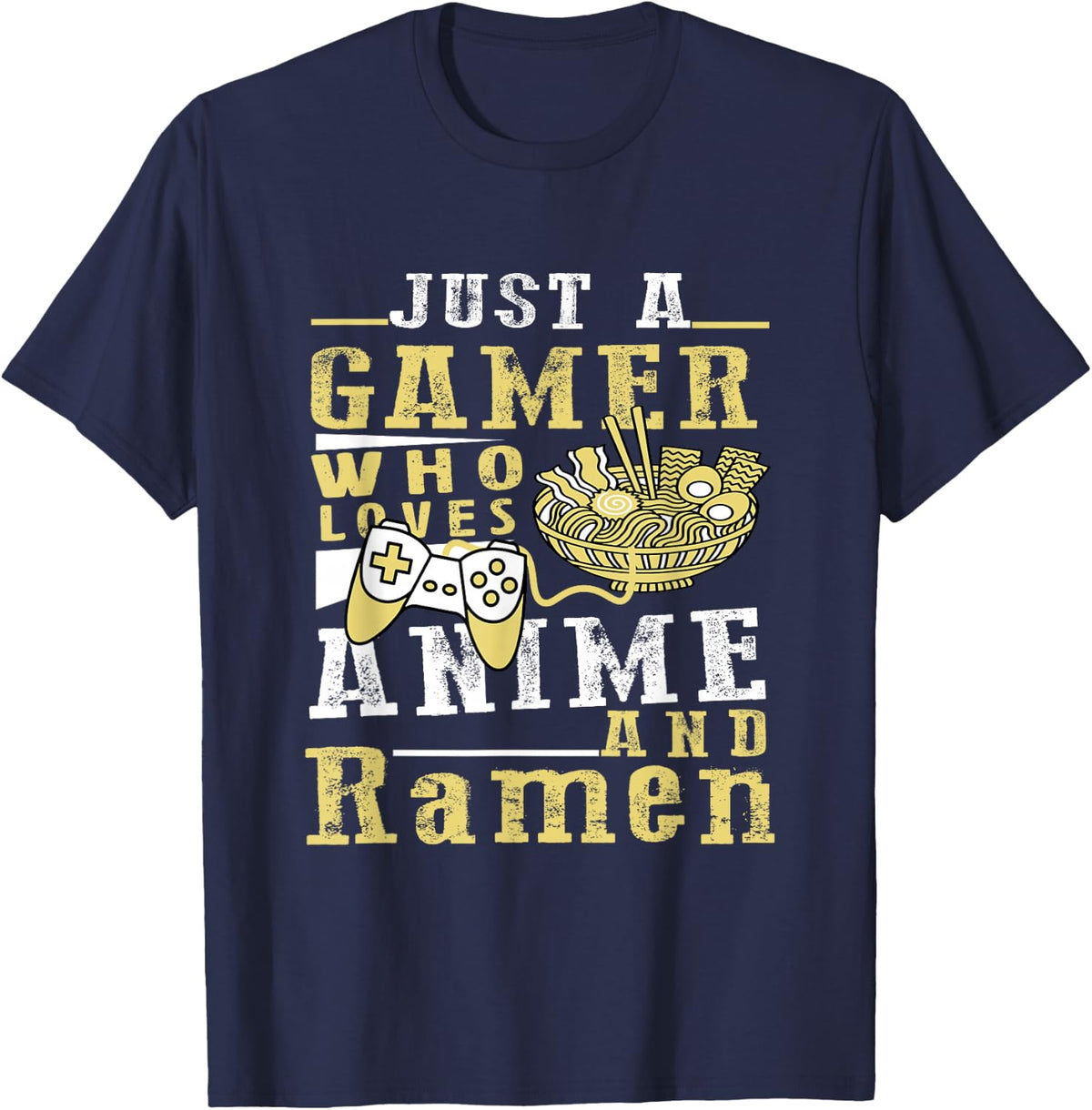 Just A Gamer Who Loves Anime Ramen And Game Anime Lover Boy T-Shirt - Navy Blue