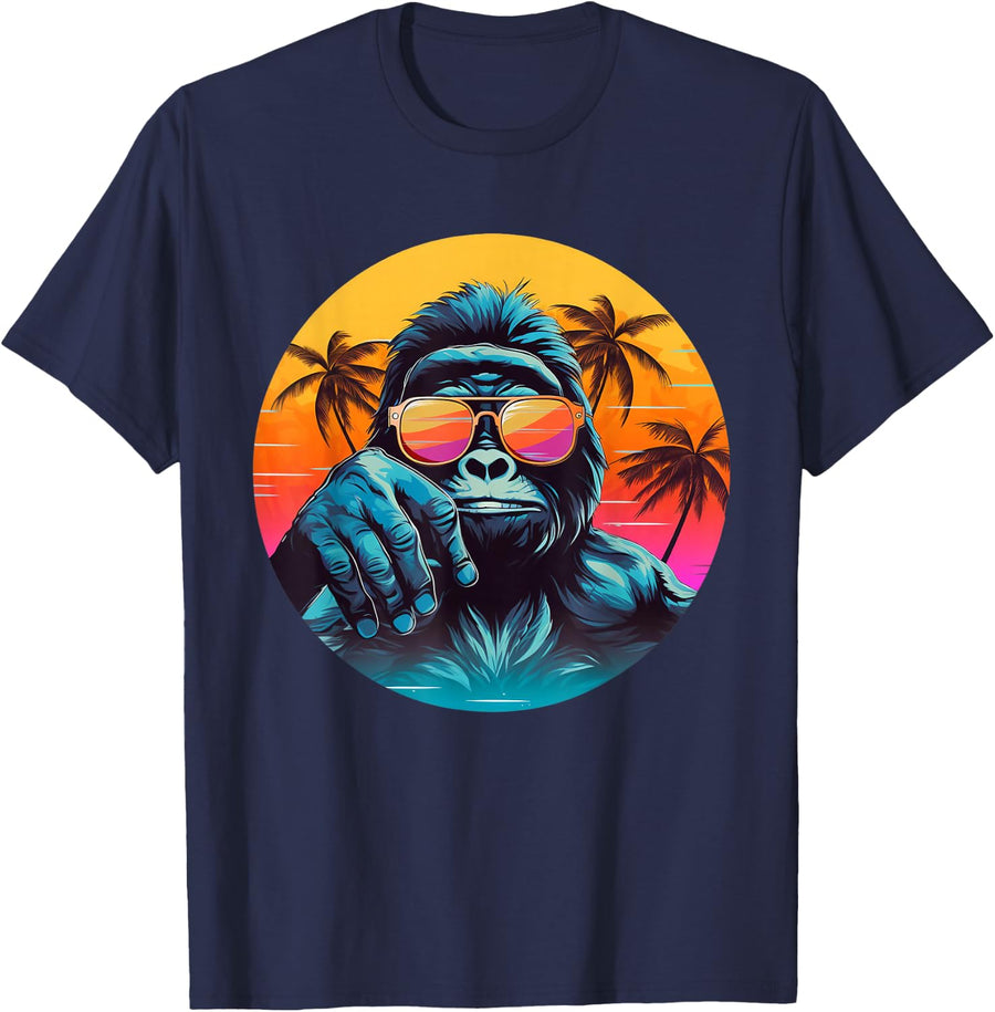 Aesthetic Gorilla I Retro Gorilla T-Shirt - Navy Blue