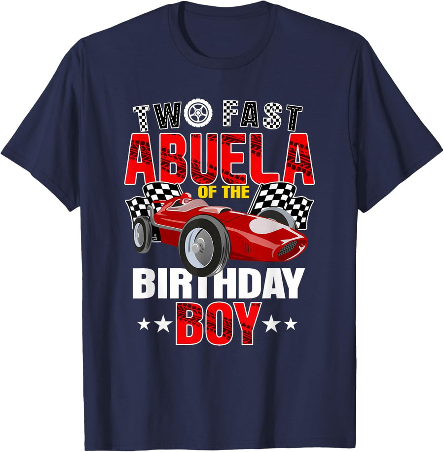 Abuela of The Two Fast 2nd Birthday Boy Racing Car Family T-Shirt - Navy Blue