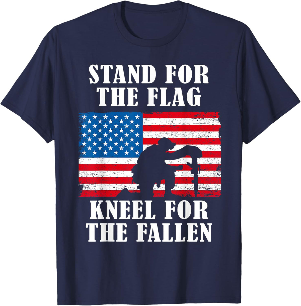 Stand for the Flag | Veterans Day Partiotic Military T-Shirt - Navy Blue