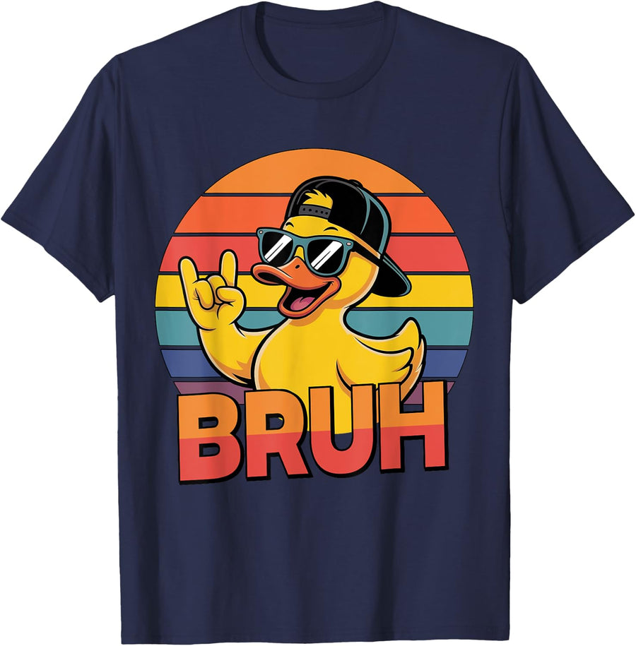 Bruh Funny Rubber Duck Lovers Men Women Kids Rubber Duckie T-Shirt - Navy Blue