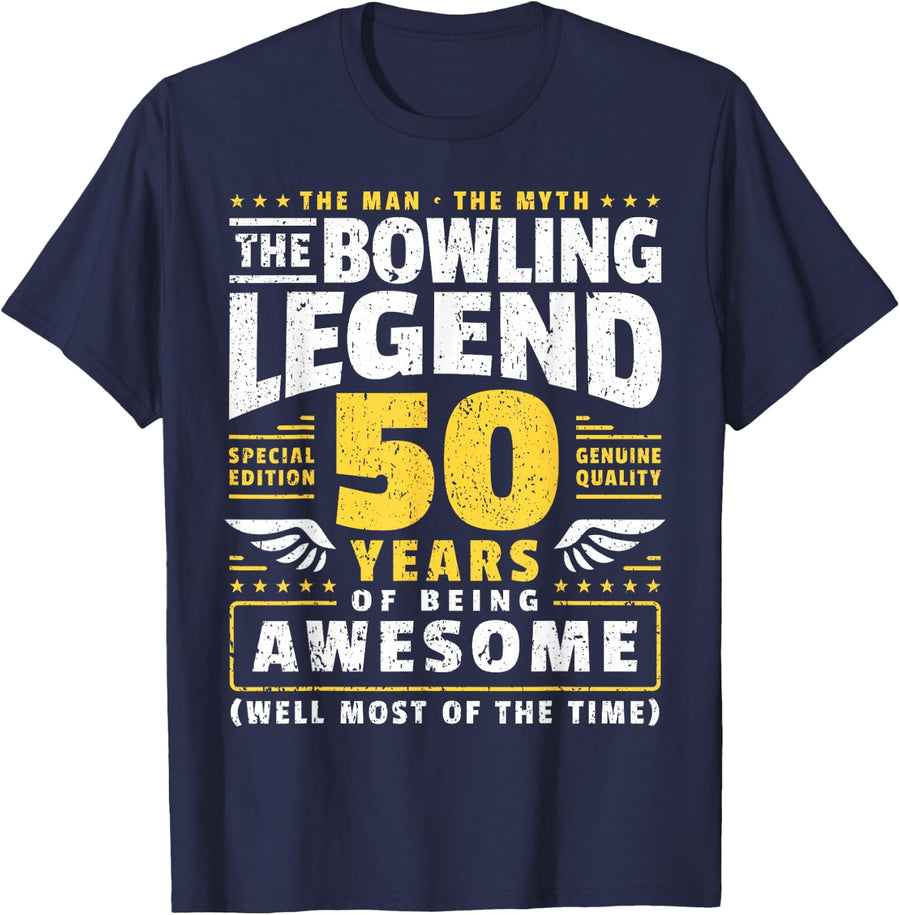 50th Birthday Bowling 50 Years Old Bowler T-Shirt - Navy Blue