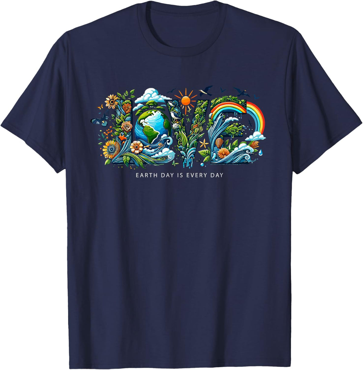 Love Your Mother Teacher Nature Save Every Day Earth Day T-Shirt - Navy Blue