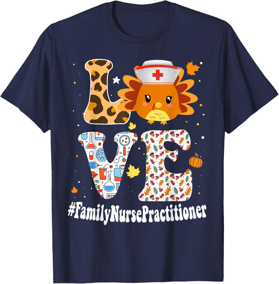 Retro Gobble Thanksgiving Family Nurse Practitioner Turkey T-Shirt - Navy Blue