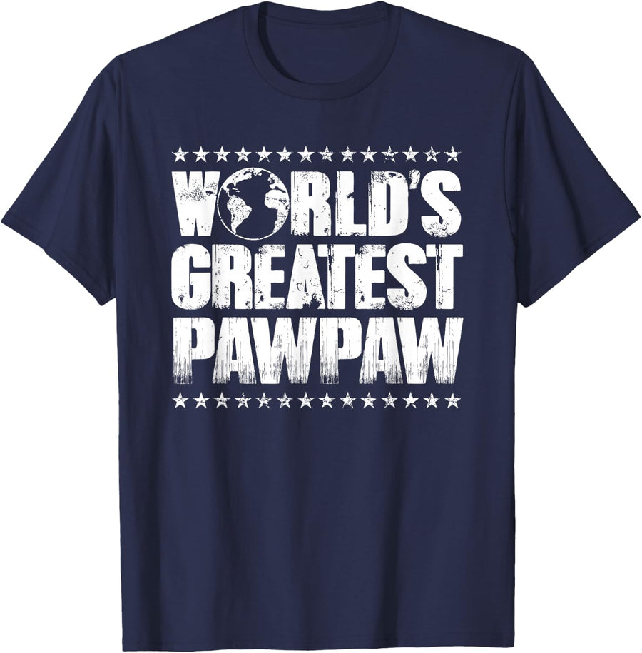 World's Greatest PawPaw T Shirt -Best Ever Award Gift Tee T-Shirt - Navy Blue