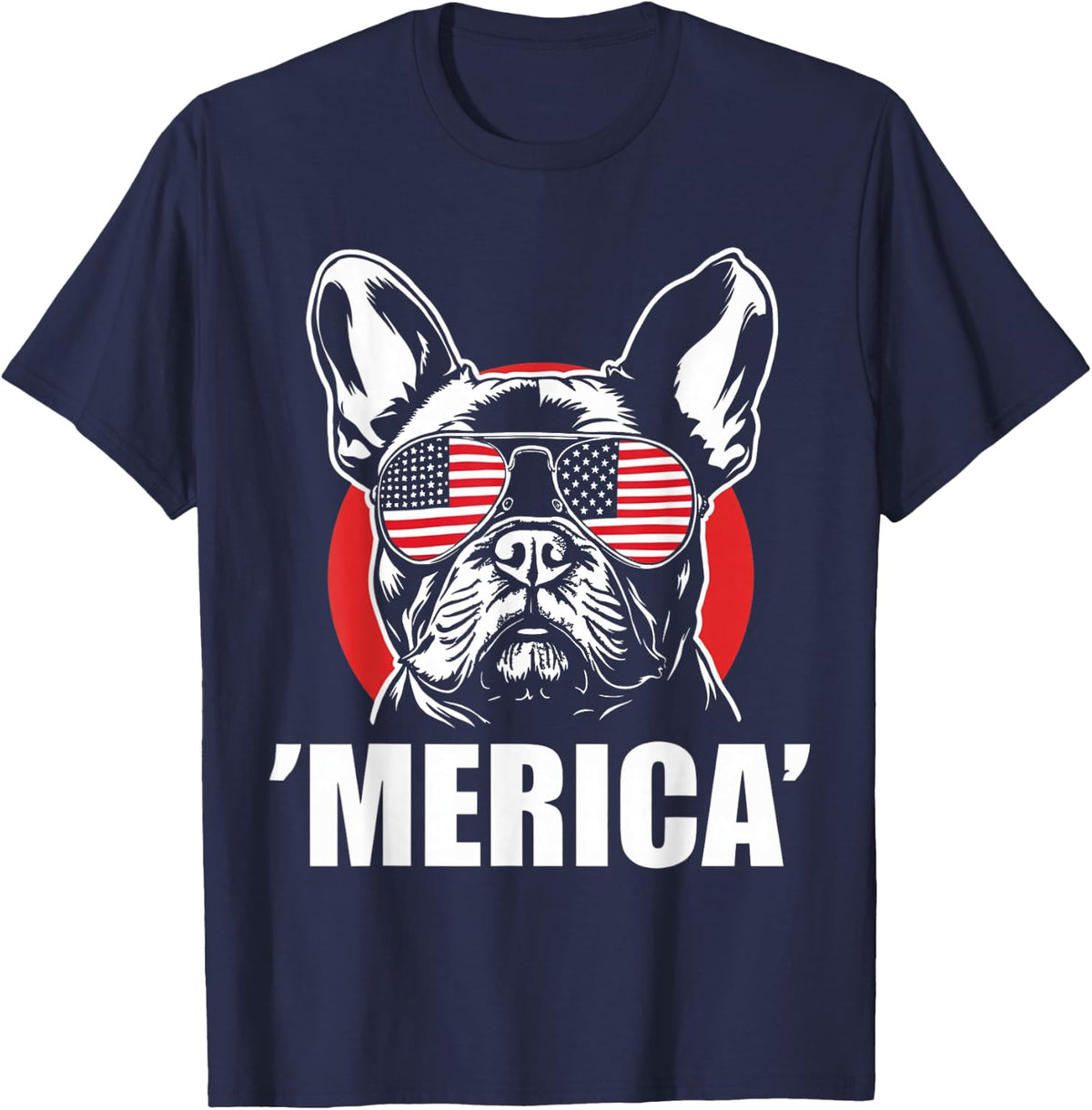 American Flag Merica French Bulldog 4th Of July kids women T-Shirt - Navy Blue