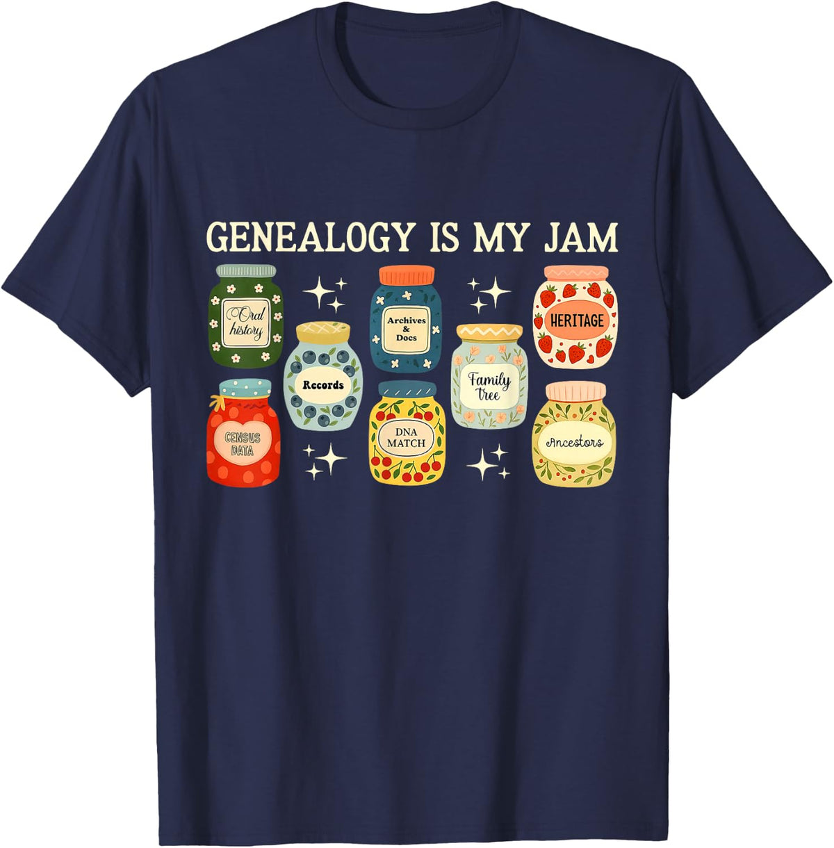 Genealogy is My Jam Genealogist Ancestry History Tree Family T-Shirt - Navy Blue