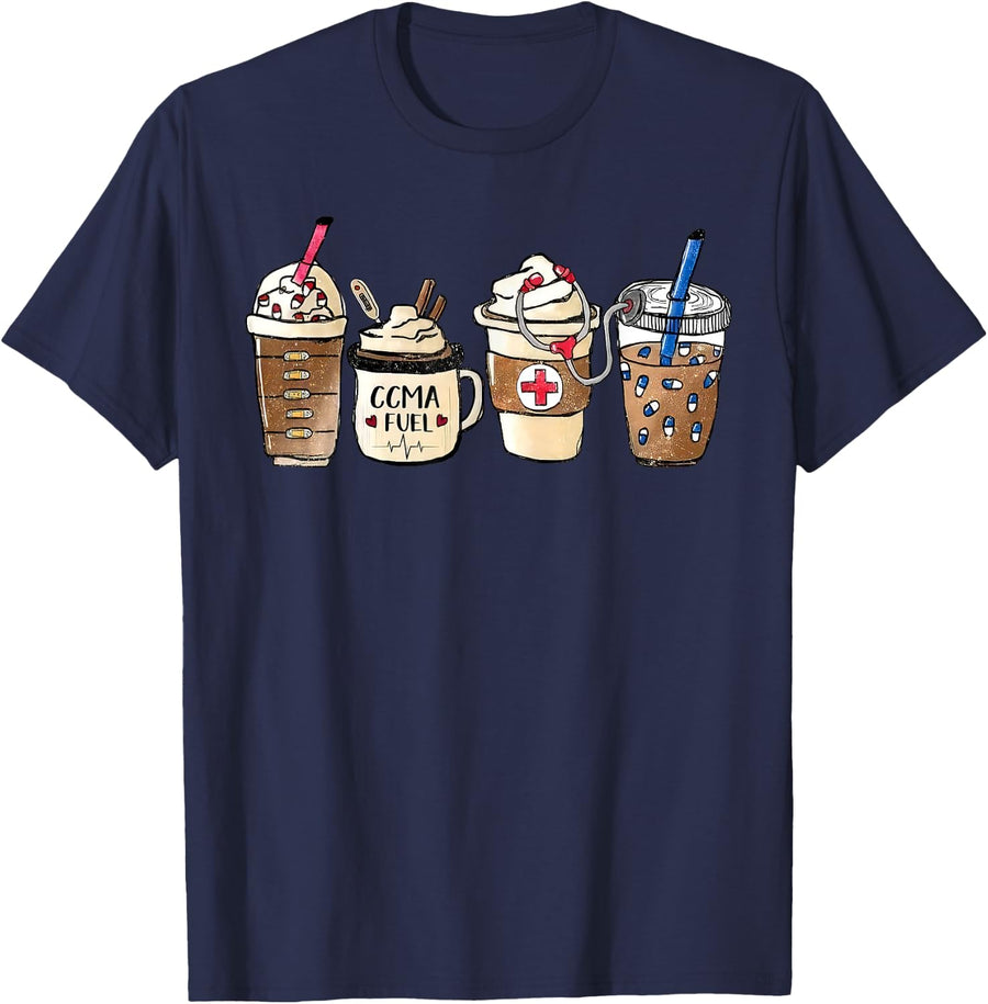 Coffee CCMA Fuel Certified Clinical Medical Assistant T-Shirt - Navy Blue