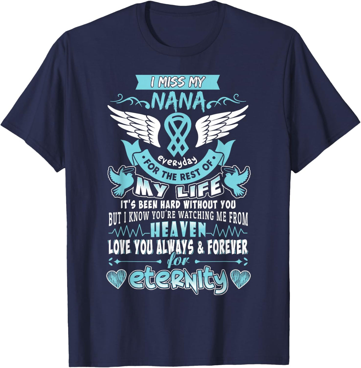 Nana Is My Guardian Angel Missing Memorial Day For Men Women T-Shirt - Navy Blue