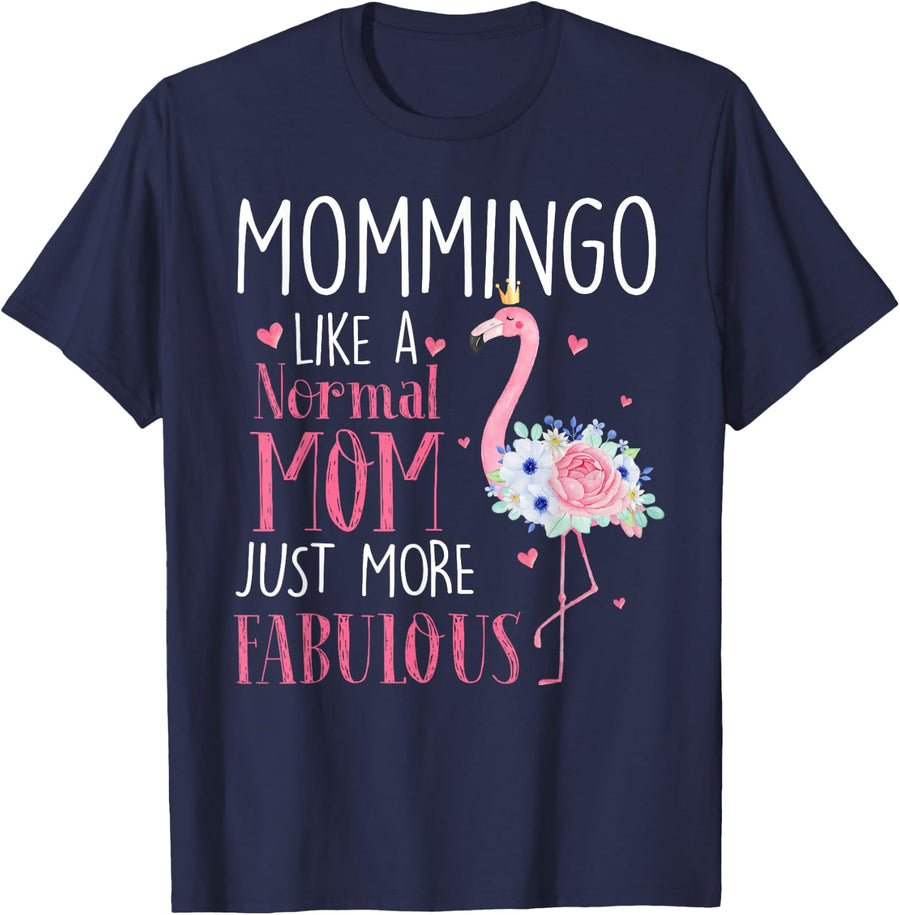 Flamingo Mommingo like a normal Mom Gifts Funny Grandma T-Shirt - Navy Blue