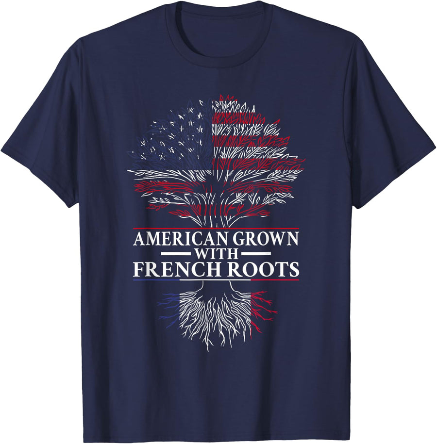 American with French roots bred France T-Shirt - Navy Blue