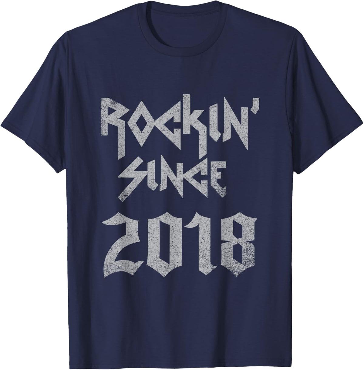 Rockin Since 2018 Classic Rock Year of Birth Birthday T-Shirt - Navy Blue