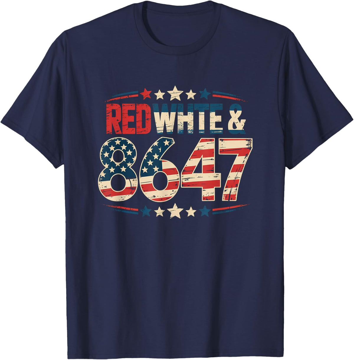 8647 Patriotic Tee – Red White Blue Vintage America T-Shirt - Navy Blue
