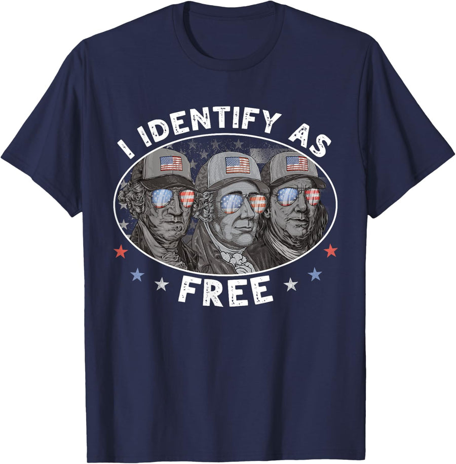 4th of July Patriotic Presidents I Identify as Free For Men T-Shirt - Navy Blue