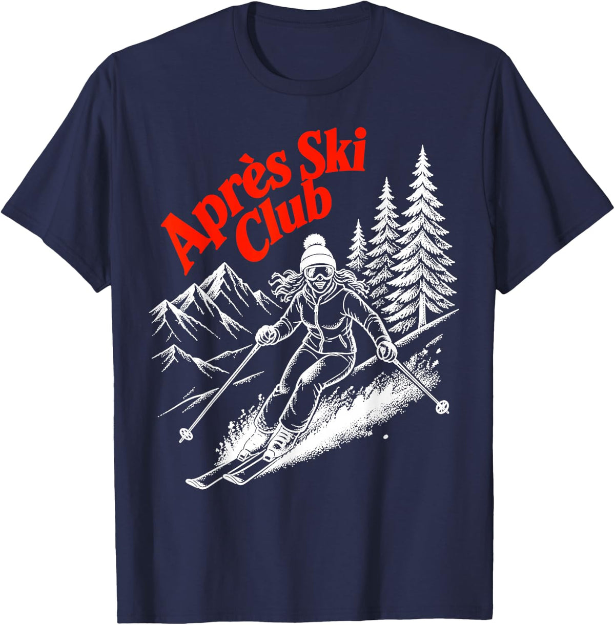 Skiing Apres Ski Winter Sports Skier T-Shirt - Navy Blue