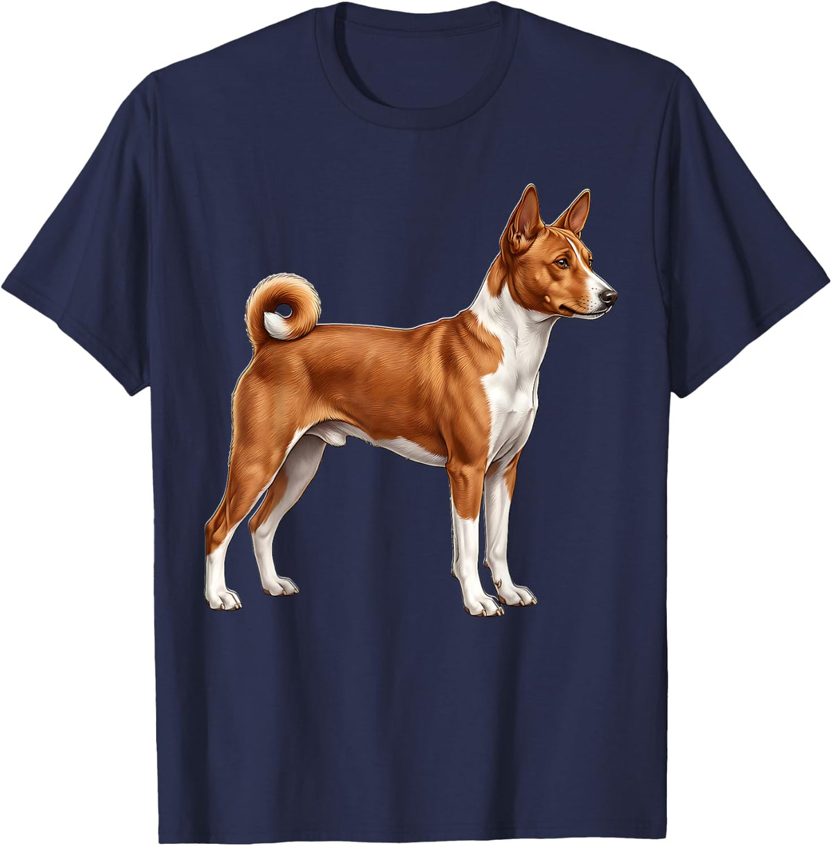 Basenji Design T-Shirt - Navy Blue