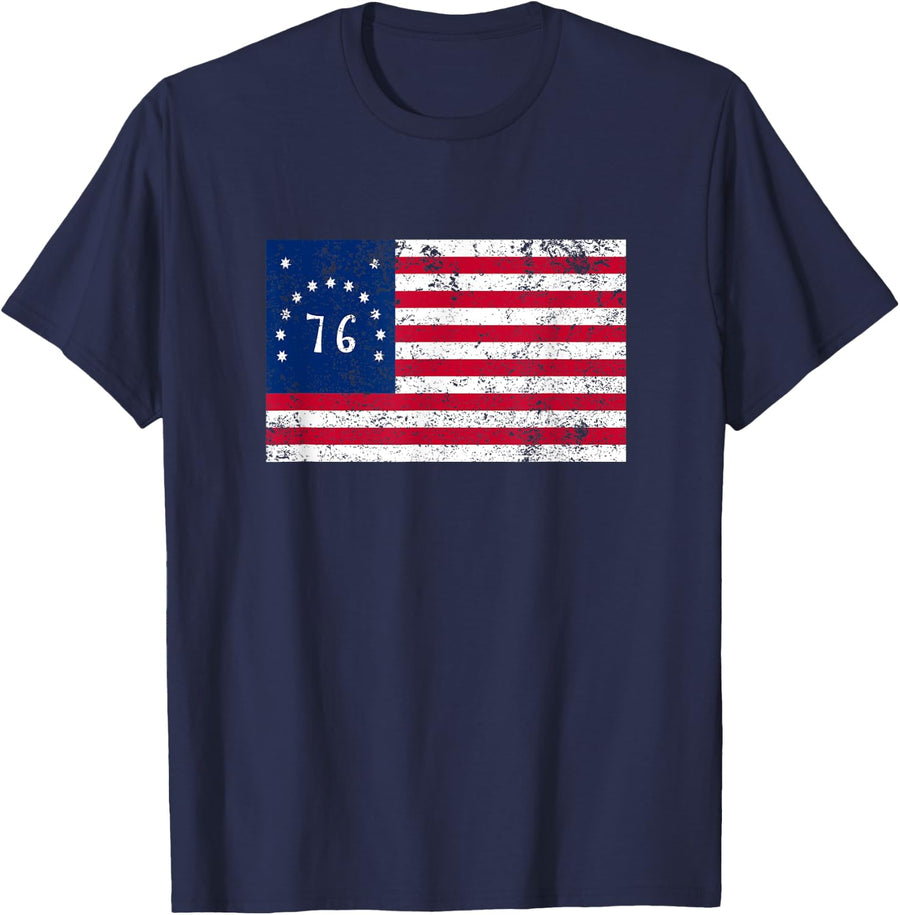 American Bennington Flag United States of America 1776 Shirt T-Shirt - Navy Blue